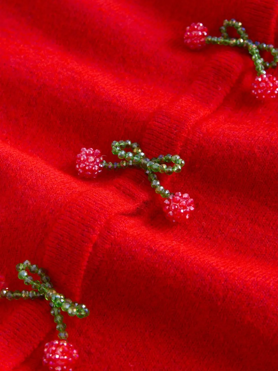 Red Cherry Buttons - Gebreid vest met ronde hals