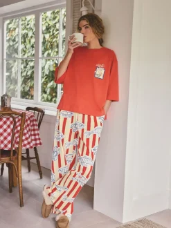 Red Stripe Fish - Tricot pyjama met korte mouwen