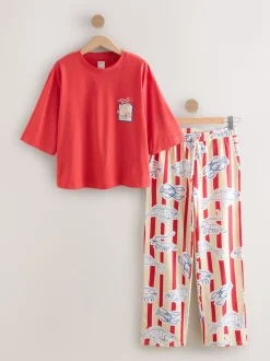 Red Stripe Fish - Tricot pyjama met korte mouwen