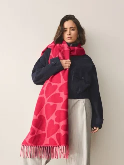 Red/Pink Heart Print - Halfzware sjaal