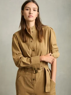 Reiss - Mina - Lyocell-katoenen jumpsuit met wijde pijpen
