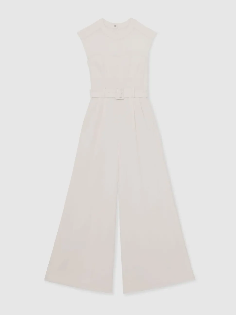Reiss Alba Sheer-Panel Wide-Leg Belted Jumpsuit