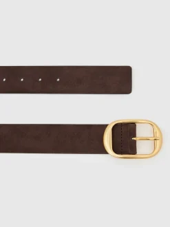 Reiss Athena Suede Oval-Buckle Belt