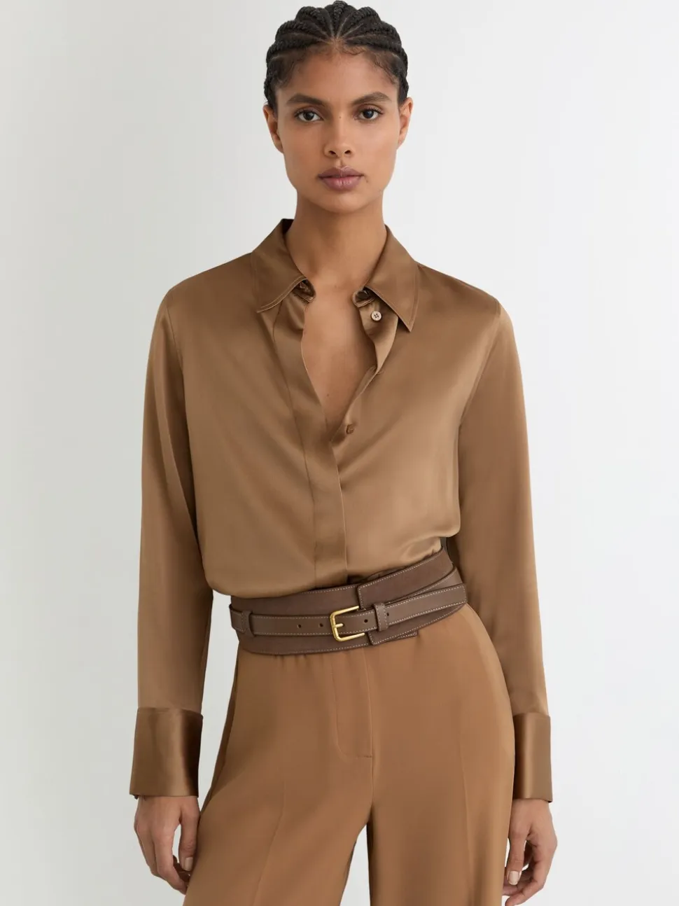 Reiss Beatrix Leather and Suede Corset Waist Belt