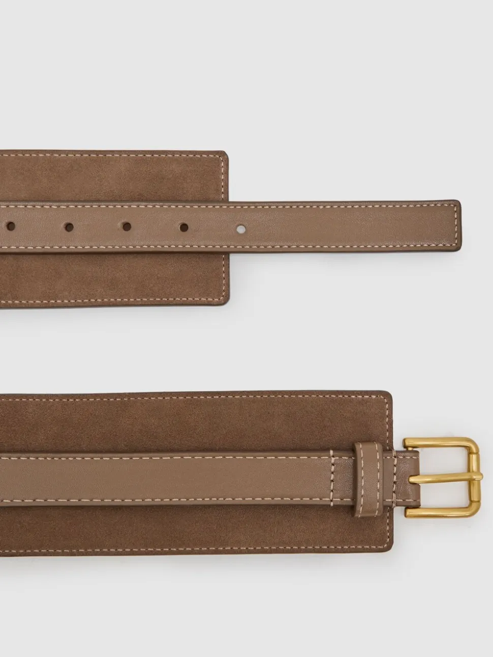 Reiss Beatrix Leather and Suede Corset Waist Belt