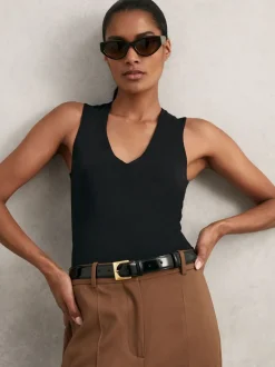 Reiss Belinda Leather Square-Buckle Belt