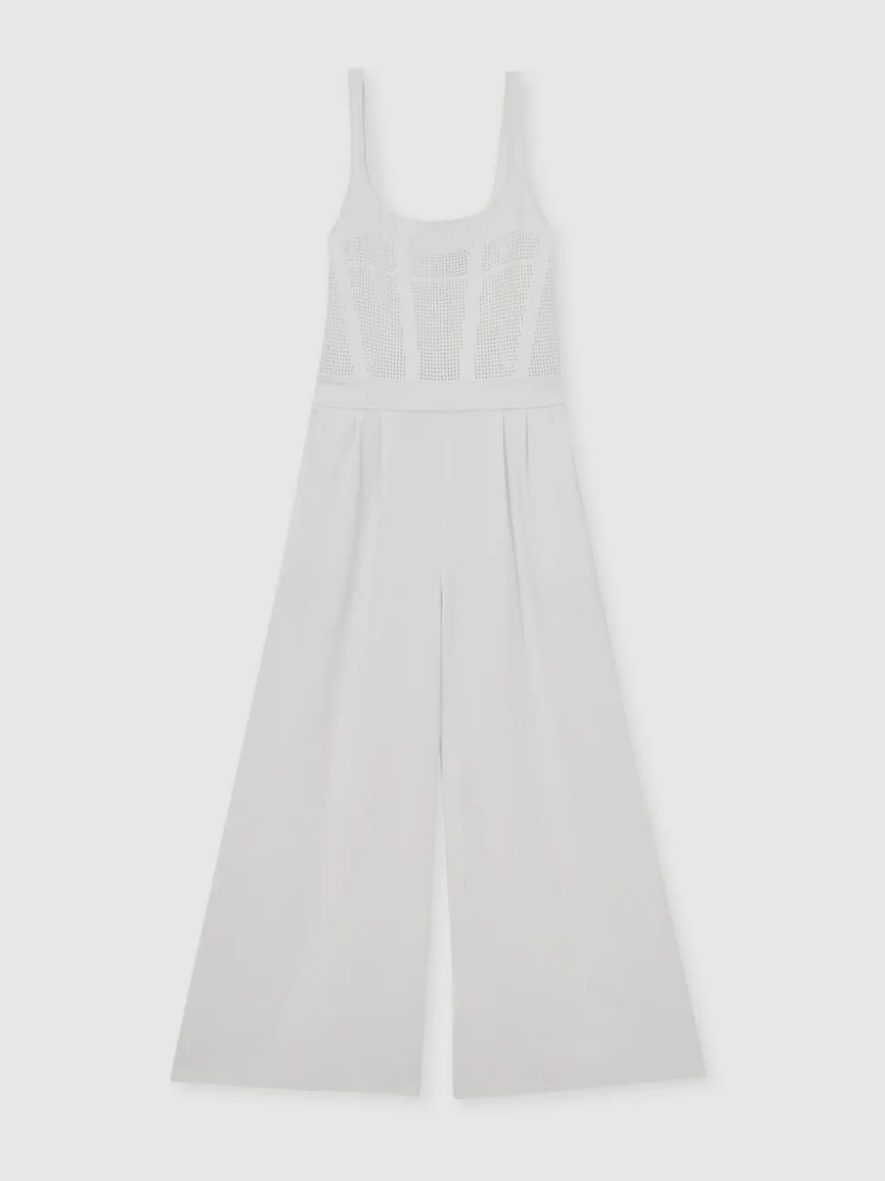 Reiss Carla Perforated-Knit Wide-Leg Jumpsuit