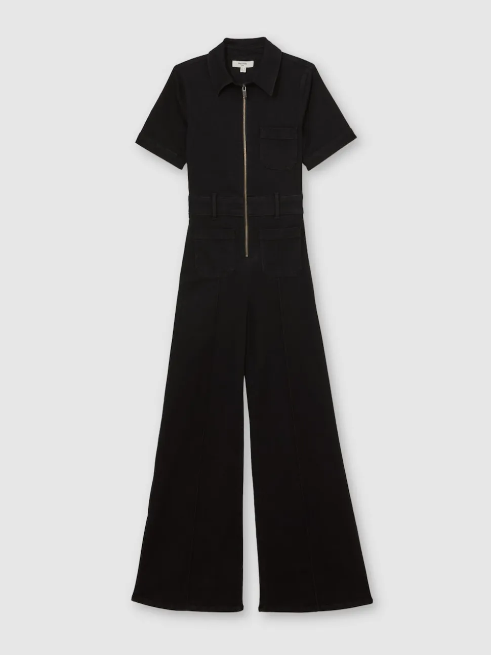 Reiss Danie Wide-Leg Zip-Through Denim Jumpsuit