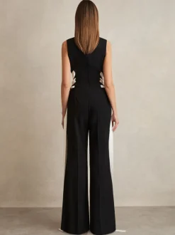 Reiss Emma Lace-Up Side Wide-Leg Jumpsuit