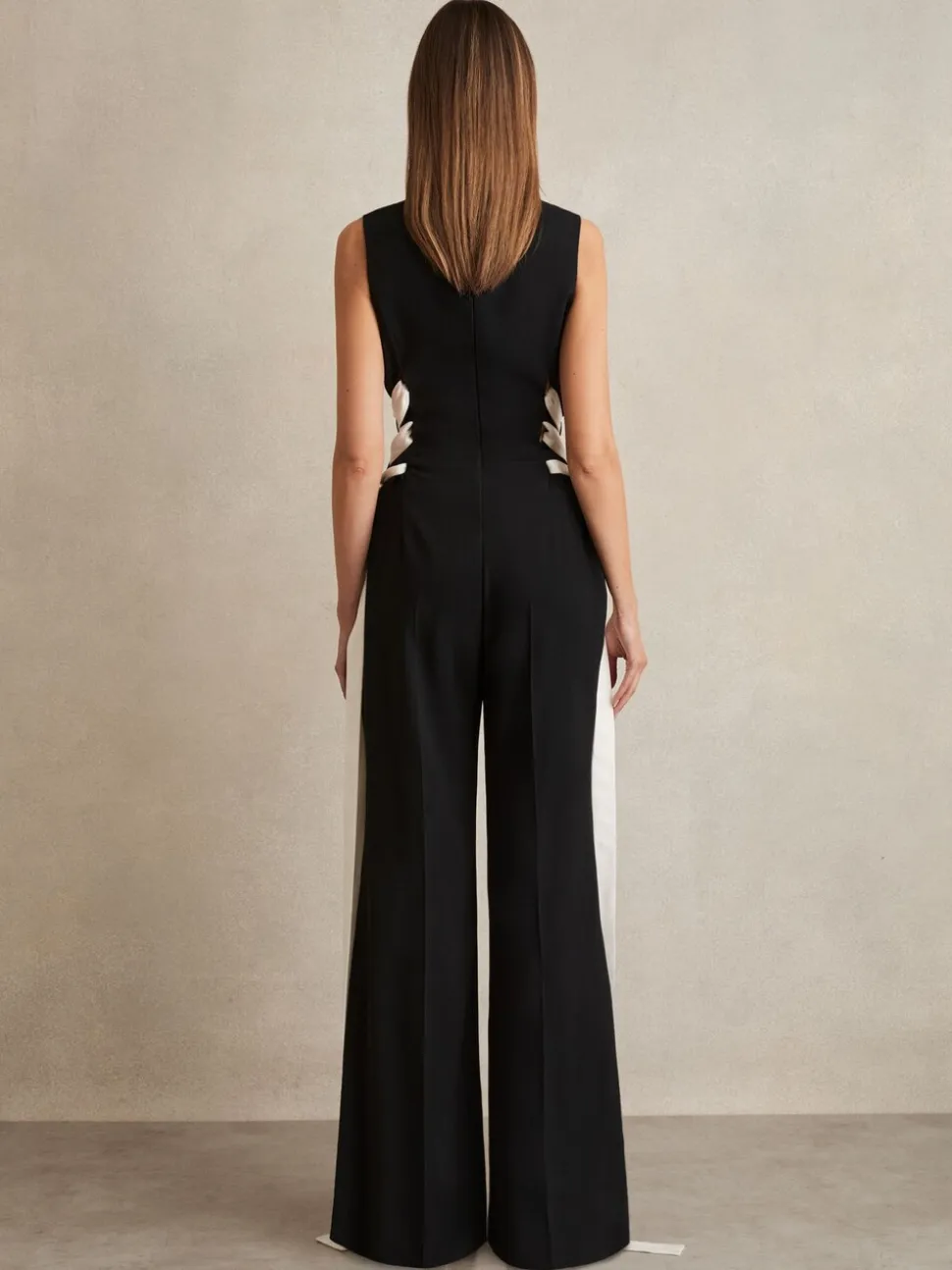 Reiss Emma Lace-Up Side Wide-Leg Jumpsuit