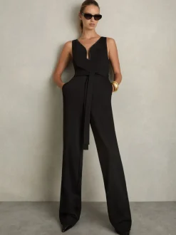 Reiss Eva mouwloze jumpsuit met wijde pijpen en gebogen halslijn