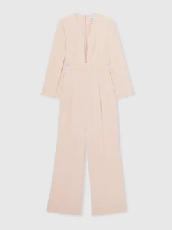 Reiss Evora Plunge-Neck Split-Sleeve Jumpsuit