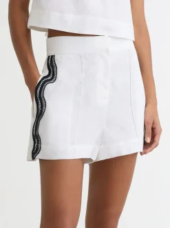 Reiss Felicity Linen Scallop-Trim Shorts