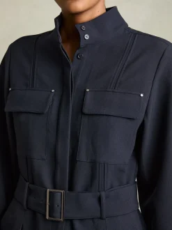 Reiss Kaia Getailleerde wijde pijpen utility-jumpsuit