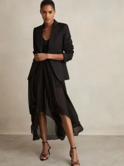 Reiss Lucie doorschijnende high-low short met bovenlaag