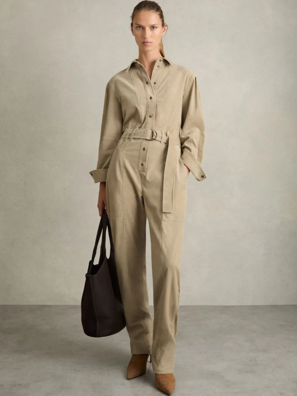 Reiss Mara katoenen corduroy Jumpsuits met toelopende pijpen en stretchy