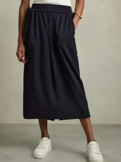 Reiss Nora gerimpelde jersey midi-rok van wolmix