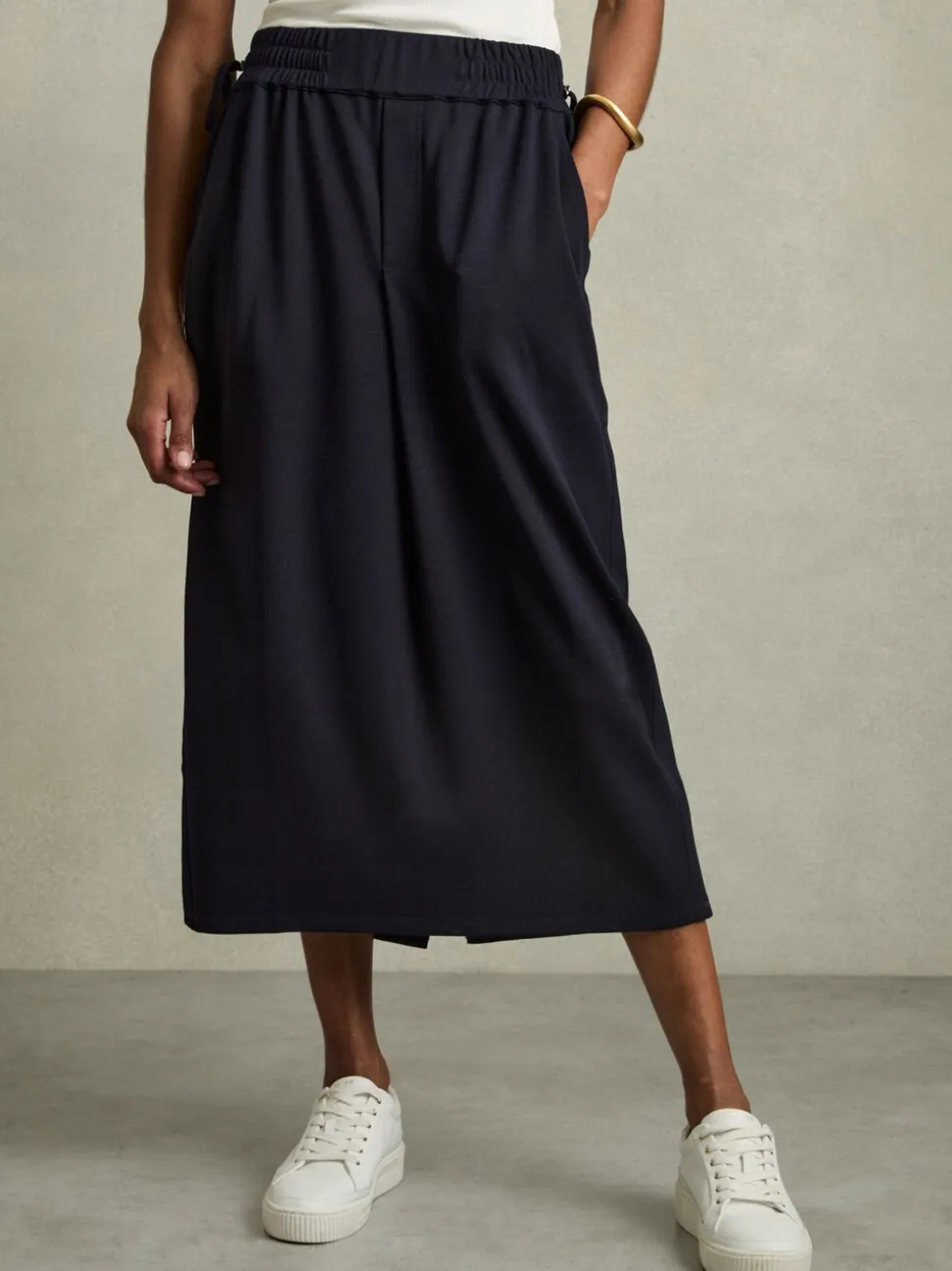 Reiss Nora gerimpelde jersey midi-rok van wolmix
