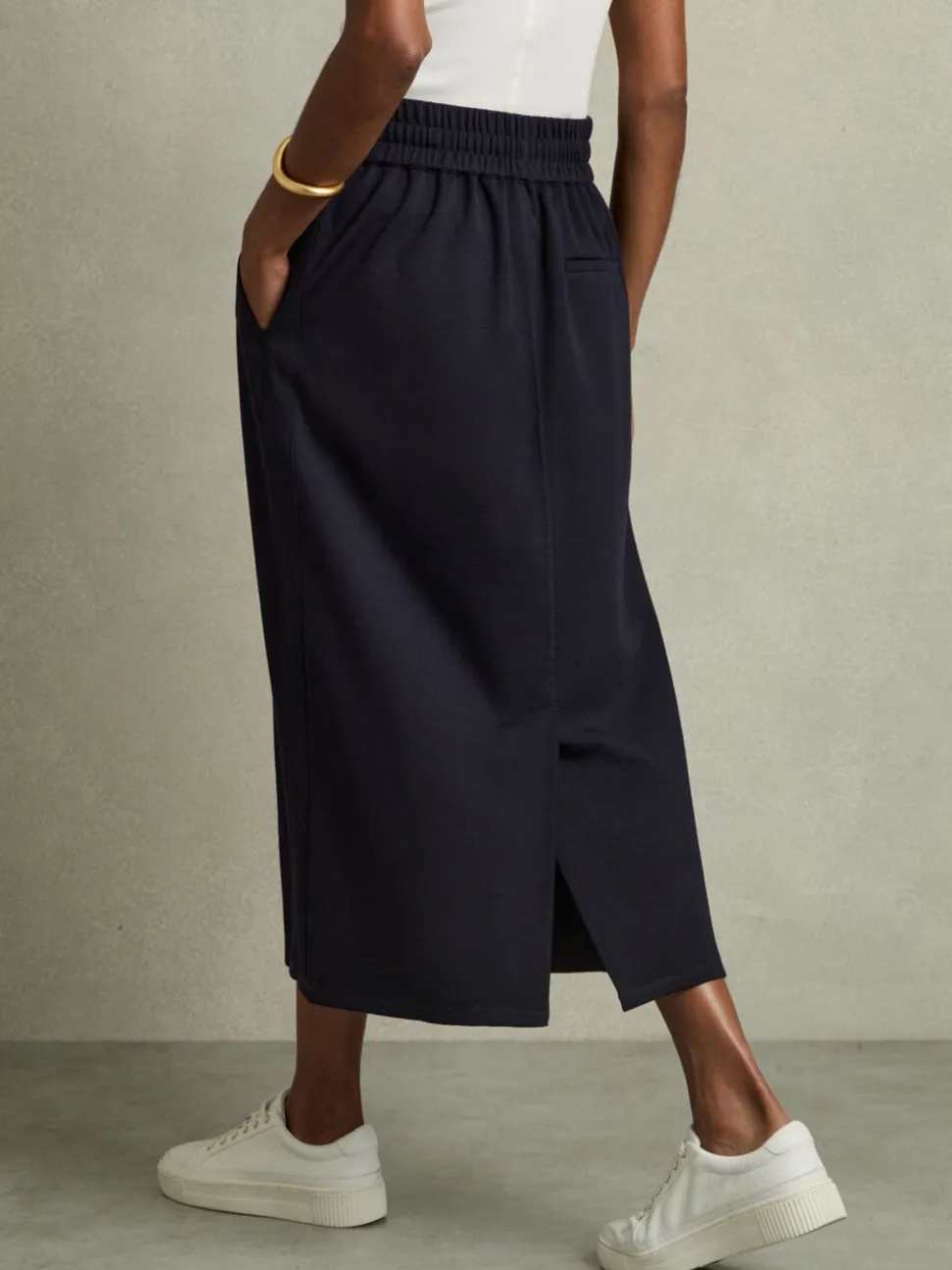 Reiss Nora gerimpelde jersey midi-rok van wolmix