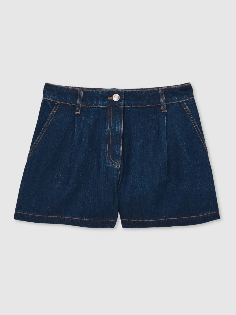 Reiss Raymond denim shorts met plooien