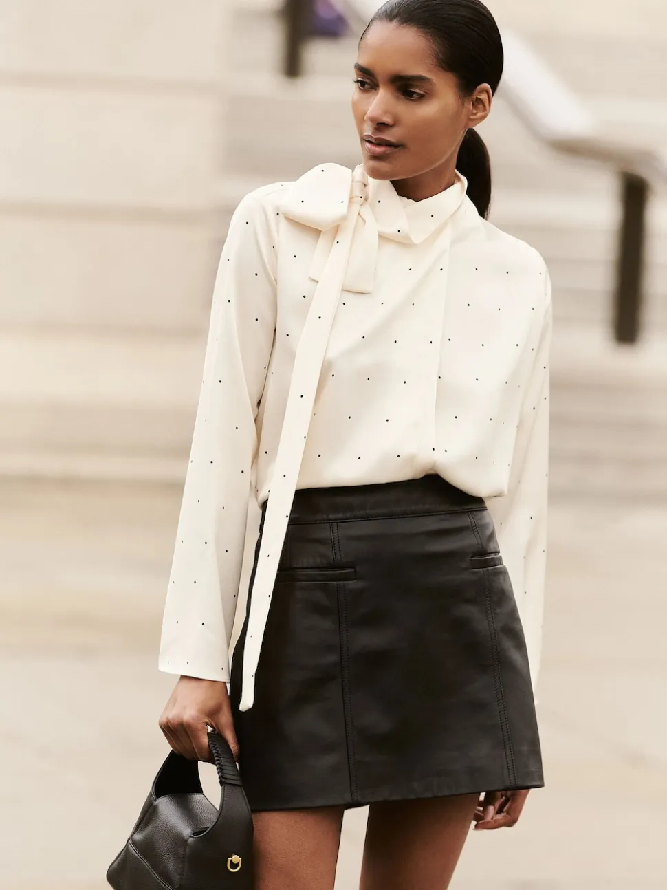 Reiss Seema Leather Welt Pocket Mini Skirt