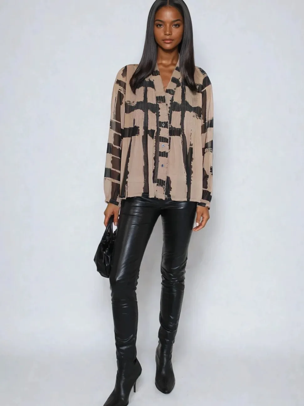 Religion Carolina Shirt With Frill Collar In Abstract Stripe