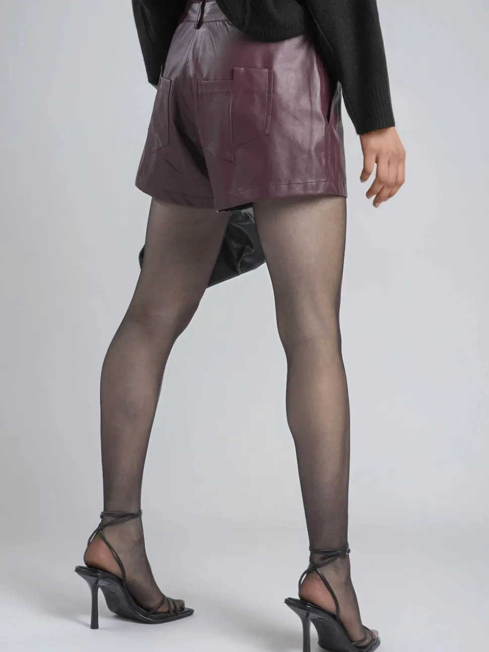 Religion Dark Orbit Faux Leather Shorts With Pocket Details