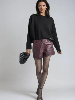 Religion Dark Orbit Faux Leather Shorts With Pocket Details