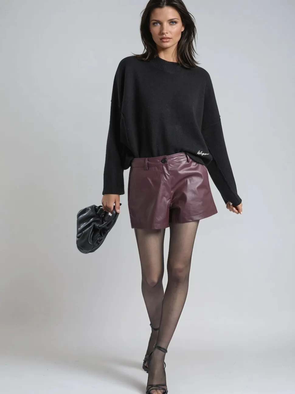 Religion Dark Orbit Faux Leather Shorts With Pocket Details