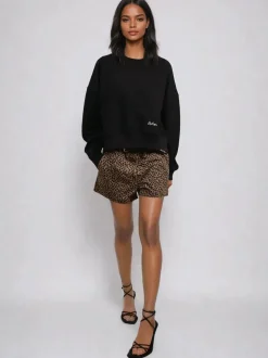Religion Maeva 100% Cotton Shorts In Mixed Leopard Print
