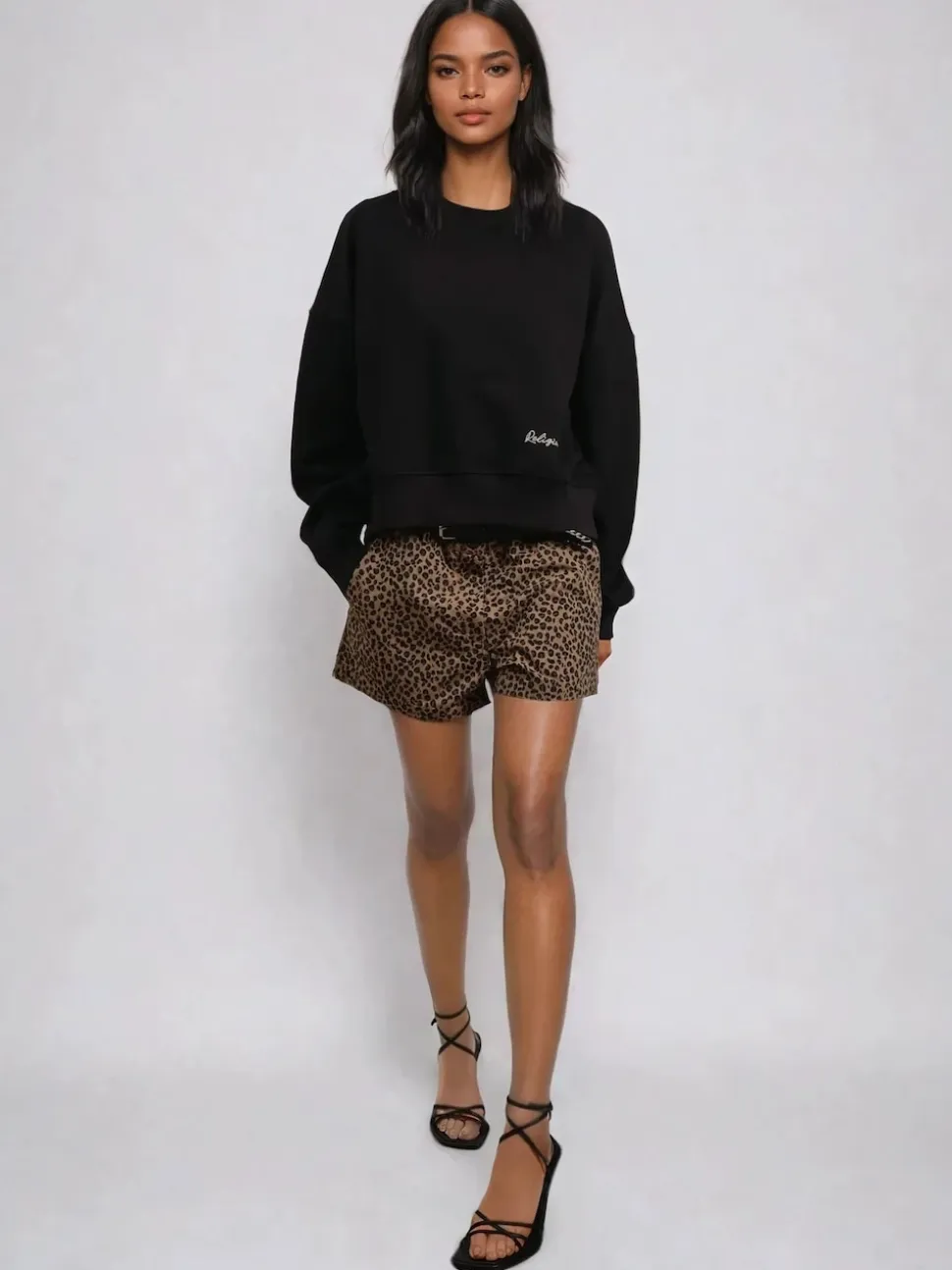 Religion Maeva 100% Cotton Shorts In Mixed Leopard Print