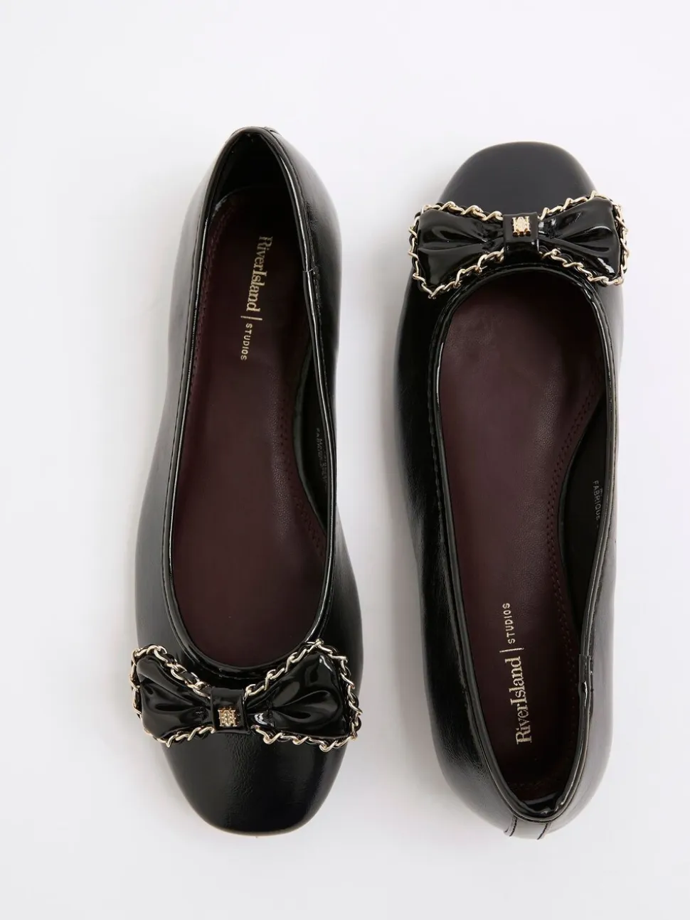 River Island Chain Bow Ballet Pumps
