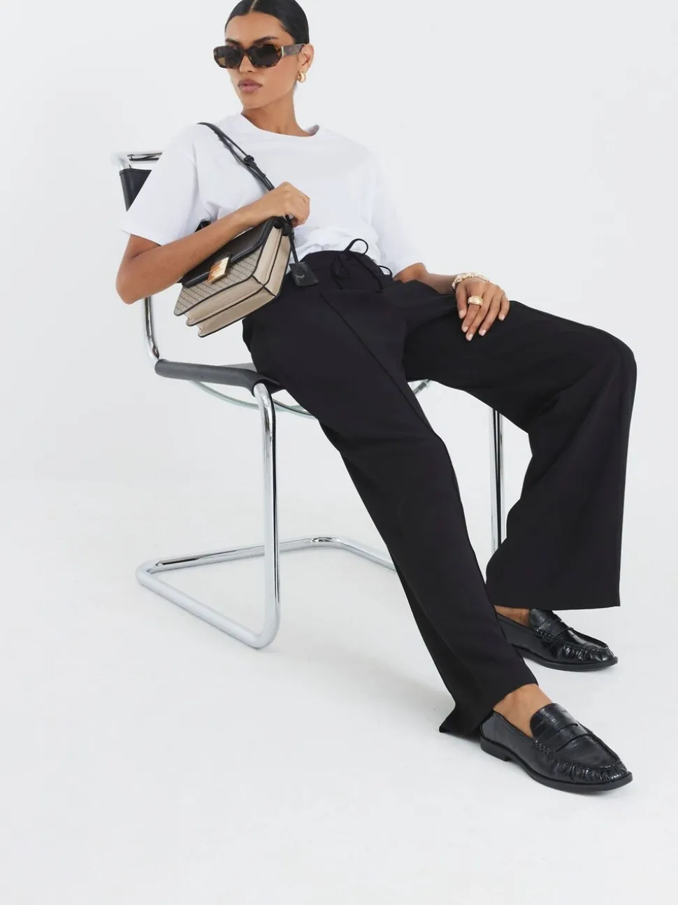 River Island Elasticated Waist Smart Joggers