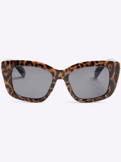 River Island Leopard Print Chain Sunglasses