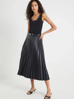 River Island midirok van imitatieleer met plooien