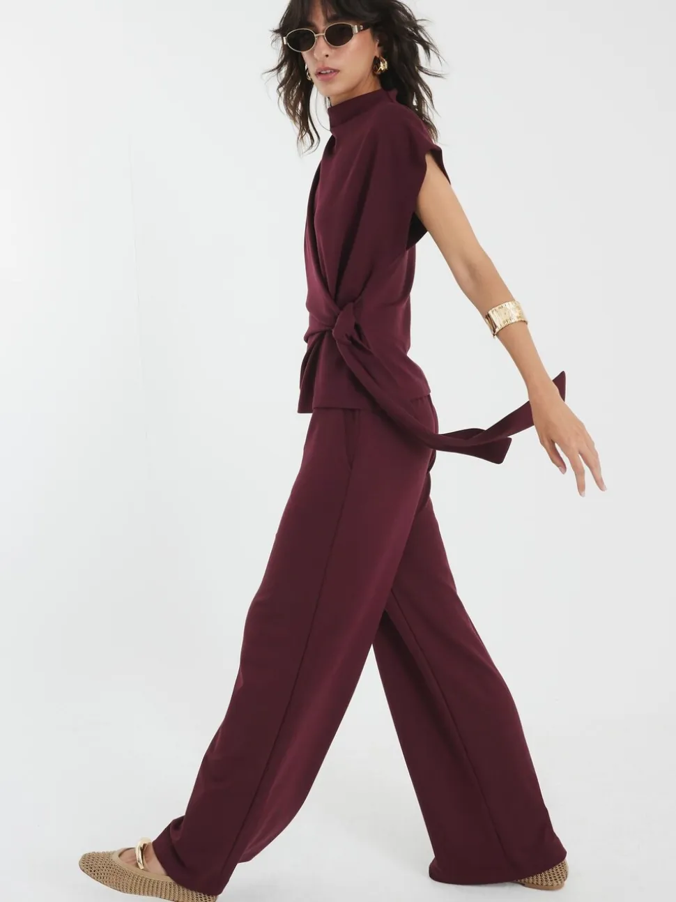 River Island Premium High Waisted Wide Leg Joggers