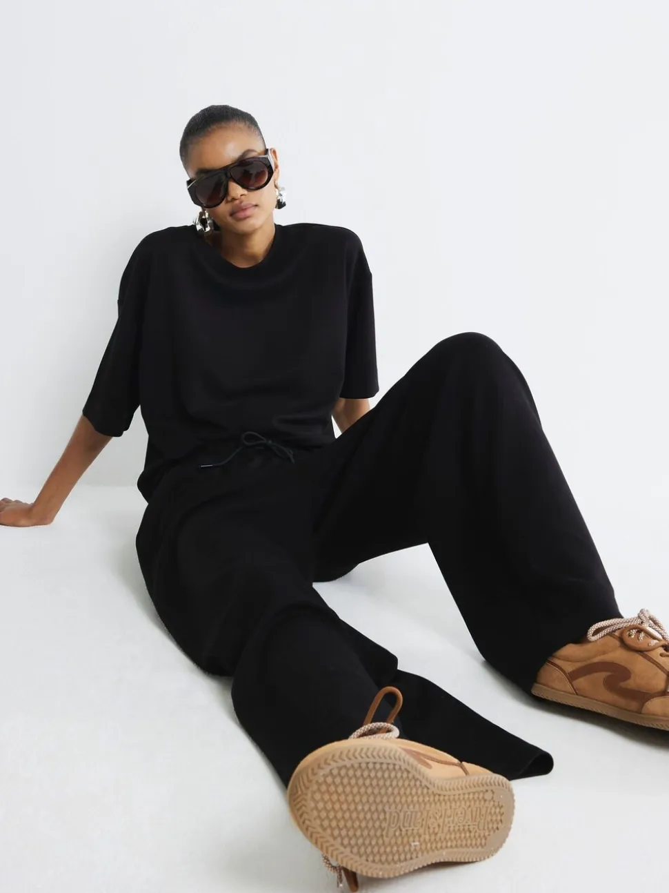 River Island Premium High Waisted Wide Leg Joggers