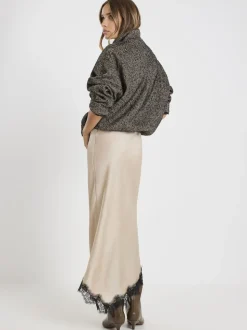 River Island Satin Skirt With Lace
