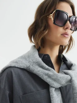 River Island Square Cut Out Sunglasses