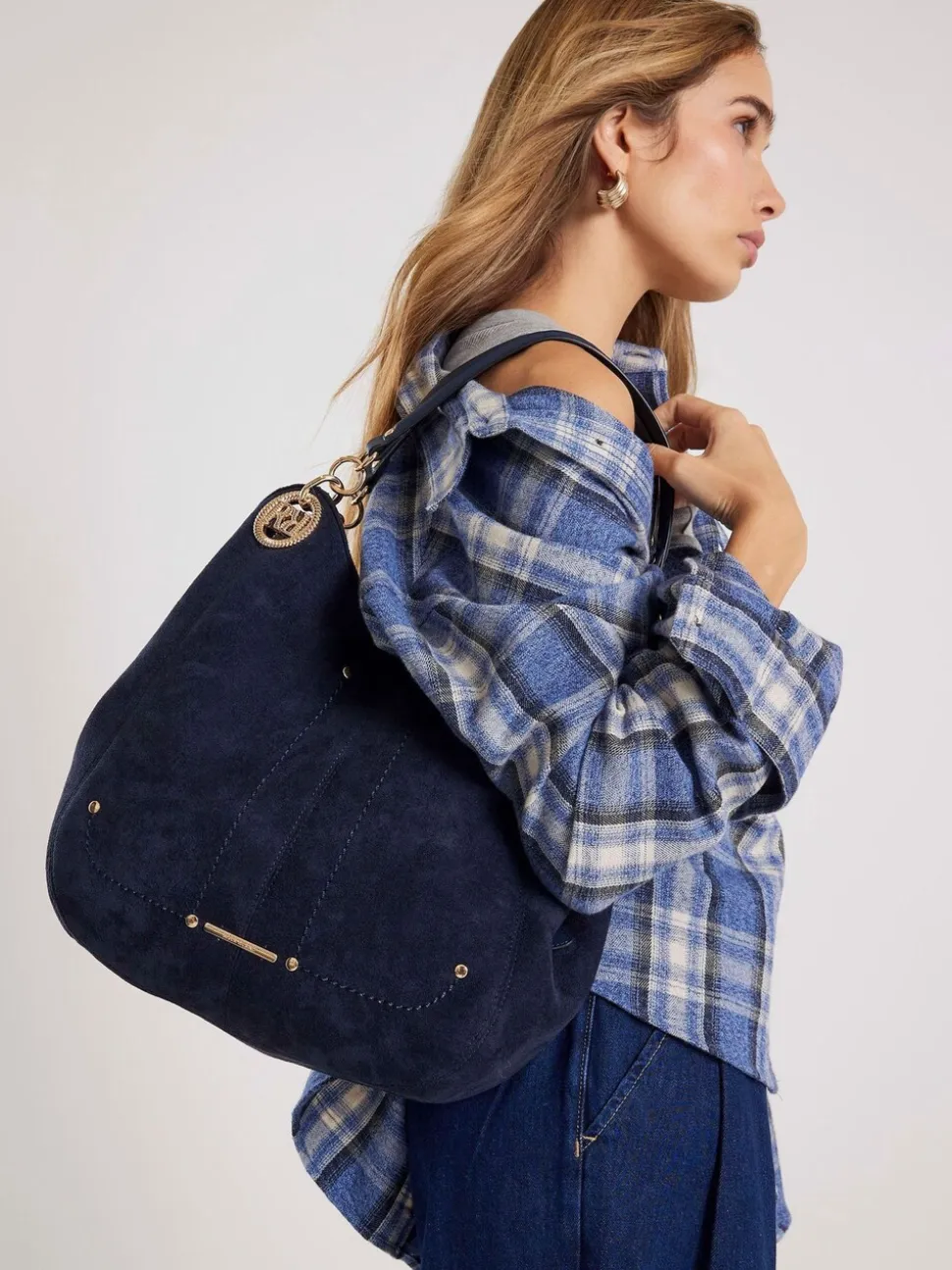 River Island Suedette Eyelet Slouch Bag