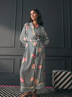 Rockett St George Flower Power Stripe Satin Robe