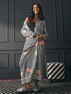 Rockett St George Flower Power Stripe Satin Robe