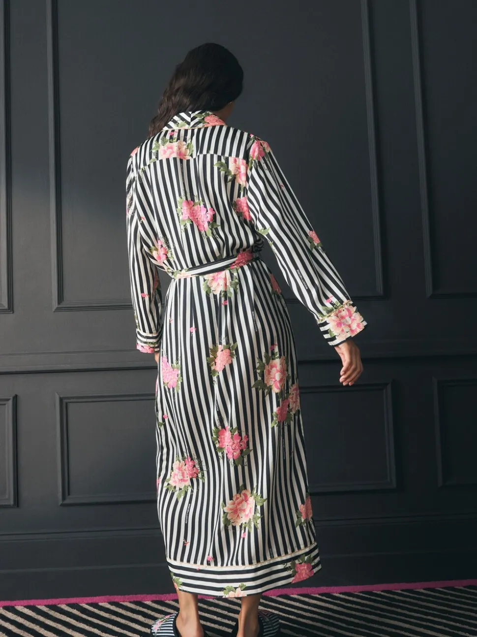 Rockett St George Flower Power Stripe Satin Robe