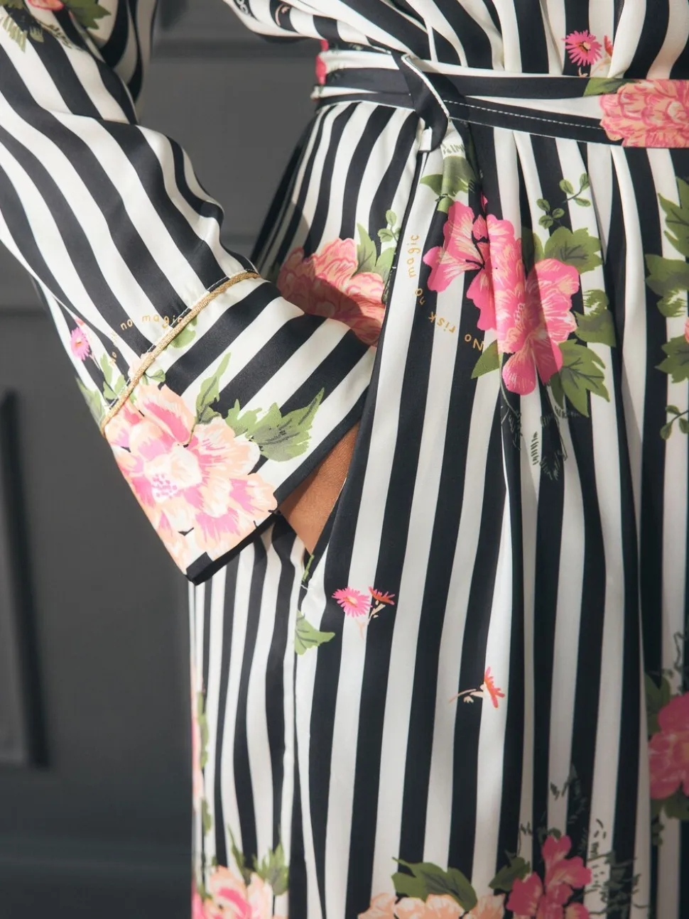 Rockett St George Flower Power Stripe Satin Robe