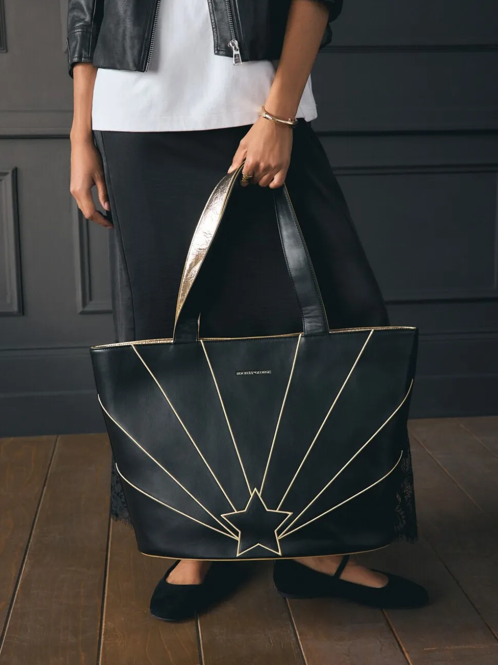Rockett St George Gold Star Large Tote Bag