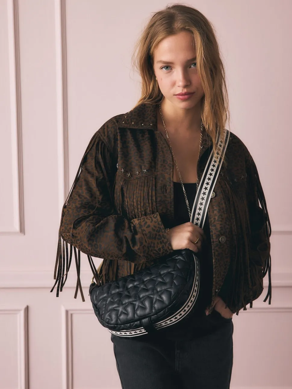 Rockett St George Quilted Cross-Body Bag with Star Strap