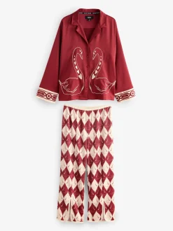 Rockett St George Textured Satin Button Through Pyjamas