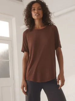 Roestbruin - Active Lichtgewicht T-shirt met ronde hals en korte mouwen