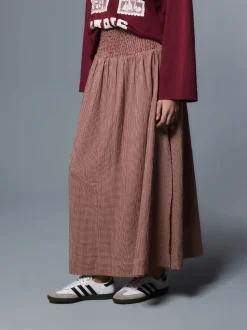 Roestbruin - Drop Waist Gingham Maxi Skirt