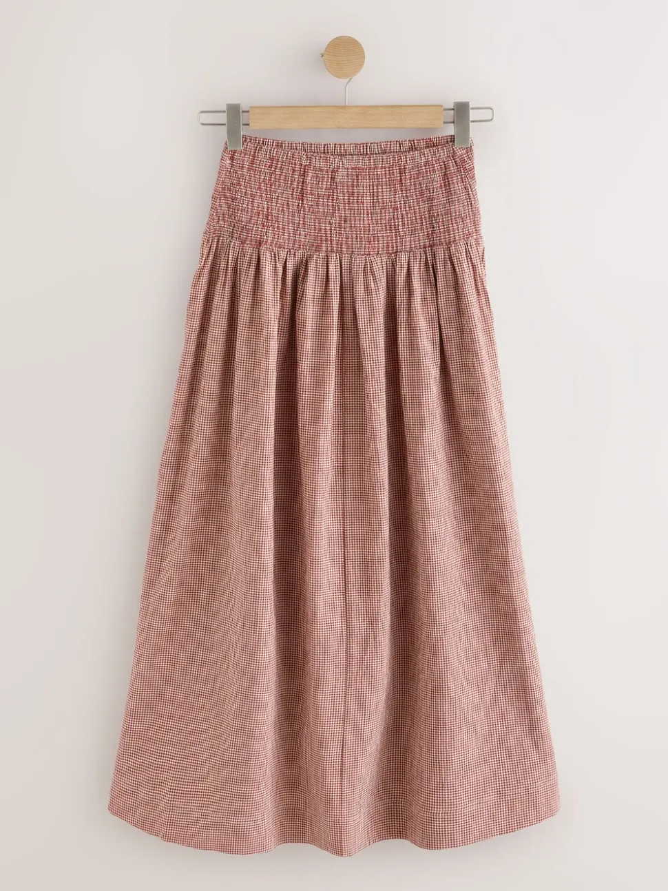 Roestbruin - Drop Waist Gingham Maxi Skirt